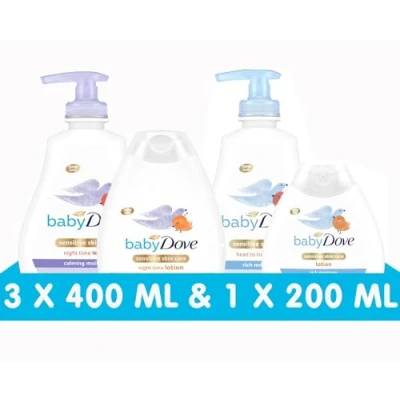Image of Baby Dove Rich Moisture Head to Toe Wash 400ml &amp; Lotion 200ml + Calming