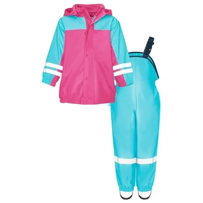 Image of Playshoes Unisex Kids Rain suit with fleece lining 408680, 15 Turquoise, 116