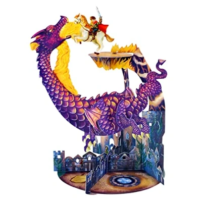 Image of SANTORO Pendulum, 3D Pop Up Greeting Card Dragon And Knight For Kids, Boys, Him, Birthday Myth, Tale, Story, Folklore, Fable, Books