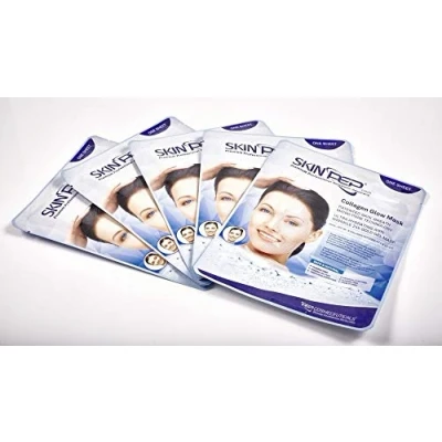 Image of SkinPep Collagen Glow Face Masks + Hydrogel Facial with Hyaluronic Acid and 24k Gold (Pack of 5)