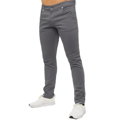 Image of Firetrap Mens Chino Jeans Stretch Trousers Zip Fly Bottom Casual Work Cotton Pants Grey 34W / 33L