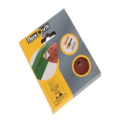 Image of Flexovit FLV26398 Velcro Backed Delta Sanding Sheets 94mm Crs (6pk)