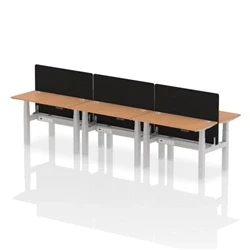 Image of Air B2B 1200x600mm Adjustable 6P Bench Desk CP Oak/Silver + Screen