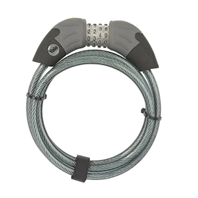 Image of Yale YCC1/10/185/1 Standard Combination Cable Bike Lock 1800mm Steel Ball Click Gear System Lightweight
