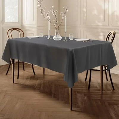 Image of Home Direct Large Rectangular Fabric Tablecloth 140x200cm 55&quot;x78&quot; Grey Dark