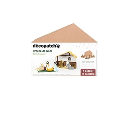 Image of Décopatch Ref NO053C Christmas Nativity Scene Papier Maché Object to Decorate 25 x 20 8cm with Papers &amp; PaperPatch Glue, Glitter, Paints