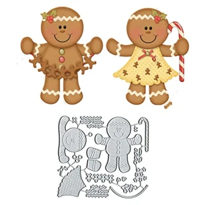 Image of Yeyert Gingerbread Man Christmas Metal Die Cuts for Card Making,Bow Flower Leaf Cutting Dies Cut Stencils DIY Scrapbooking Album Decorative Embossing Paper Craft