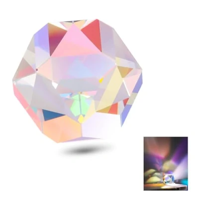 Image of NEEWER 20 mm K9 Crystal Polyhedron Prism, Optical Colour HD Glass Cube, RGB Dispersion Prism Faceted for Photography, Decoration, Physics Spectrum Education, CY004