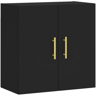 Image of vidaXL Wall Mounted Cabinet in Black Engineered Wood Convenient Floating Storage Solution and Display Area, Ideal for Living Room