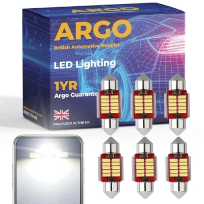 Image of 6 Pcs 31mm 239 C5W 272 Festoon led Car Bulb 12 Smd interior lights Bright Xenon White T4W License Number Plate Dome Reading Map Lamps Boot Footwell 12v