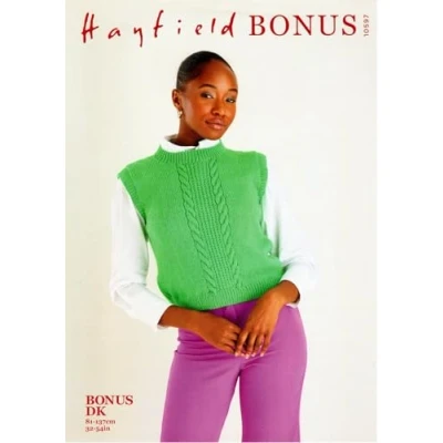 Image of Hayfield Bonus Double Knit Knitting Pattern 10597 Vest/Tabbard