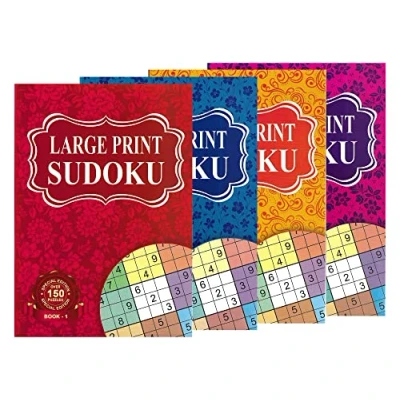 Image of WF Graham Large Print A5 Sudoku Puzzle Books for Adults and Teens Pack of 4 Activity Book Set with over 150 Puzzles Each