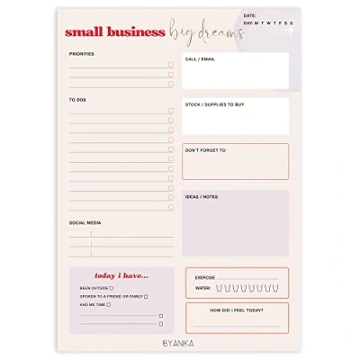 Image of BYANIKA A5 Small Business Planner Notepad Daily Pad Desk Owner Self Care To Do List Organiser Productivity Social Media