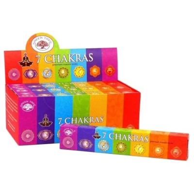 Image of 3 x Green Tree 7 CHAKRAS Premium Incense sticks (3 Packs of 12 sticks) 15g