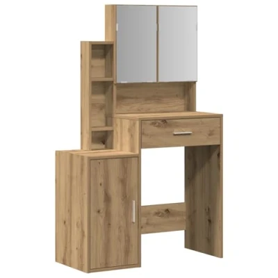 Image of vidaXL Dressing Table Artisan Oak Vanity Table, Engineered Wood 80x35x132 cm, Bedroom Furniture &amp; Storage Solution