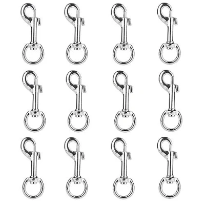 Image of 12Pcs Stainless Steel Swivel Eye Lobster Clasp Bolt Snap Clip Hook Trigger Clips Heavy Duty Key Chain Bag for Dog Leash Collar