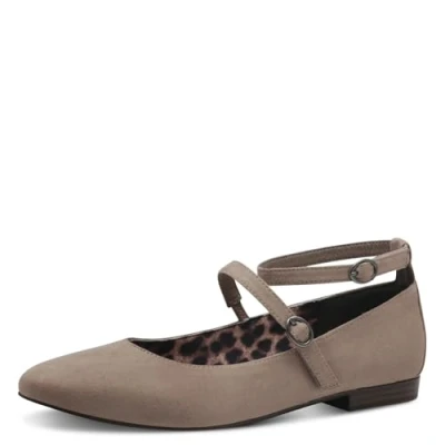 Image of Tamaris Ankle cuff ballet pumps, Women&#039;s, Size: 4, Taupe shoes