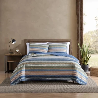 Image of Eddie Bauer Reversible Cotton Bedding with Matching Shams, Home Decor for All Seasons, Washed, Yakima Green, Twin
