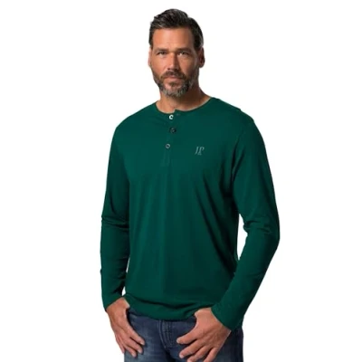 Image of JP 1880 Men&#039;s Henley T Shirt, Green, 3XL