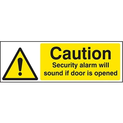 Image of security Signs Caution alarm will sound if door is opened Rigid Plastic