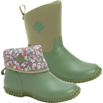 Image of MUCK Women&#039;s Rubber Garden Boots Snow, Green W/Floral Print Lining, 4 UK