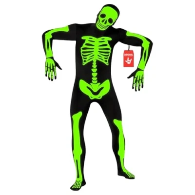 Image of Morphsuits Luminous Skeleton Costume, Women&#039;s Jumpsuit, Halloween Men&#039;s Jumpsuit
