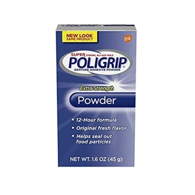 Image of PoliGrip Super Denture Adhesive Powder, Extra Strength, 1.6 oz (45 g) One Bottle