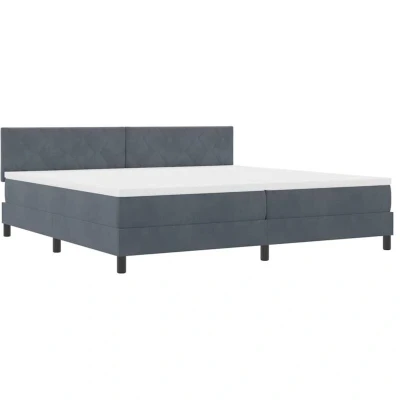 Image of Box Spring Bed with Mattress &amp; led Dark Grey 200x200 cm Velvet Vidaxl