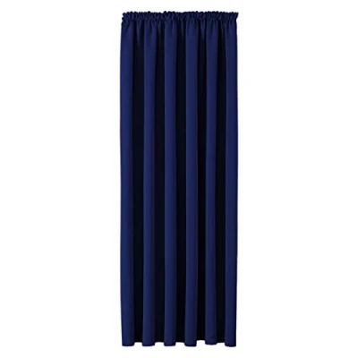 Image of Aspire Homeware Door Curtain Pencil Pleat Blackout Curtains for Living Room Super Soft Thermal Insulated Single Panel 66 x 84 inch Drop Bedroom with Tie Back, Navy