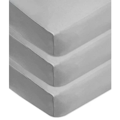 Image of American Baby Company 3 Pack Fitted Crib Sheets 28&quot; x 52&quot;, Soft Breathable Neutral 100% Cotton Jersey Sheet, Grey, for Boys and Girls, Fits Toddler Bed mattresses