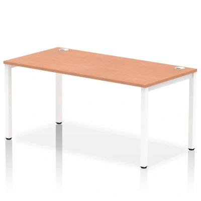 Image of Impulse Bench Single Row 1600 White Frame Office Desk Beech