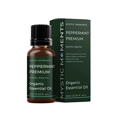 Image of Mystic Moments Organic Peppermint Arvensis Essential Oil 10ml Pure &amp; Natural for Diffusers, Aromatherapy Massage Blends Vegan GMO Free