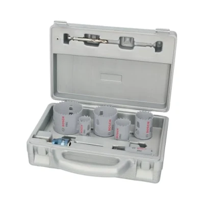 Image of Bosch 9X PRO Multi Material Power Change Plus Hole Saw Set Blow Mould Case (for Softwood, Drywall, Ø 20 64 mm, Professional Accessory Rotary Drill/Drivers)
