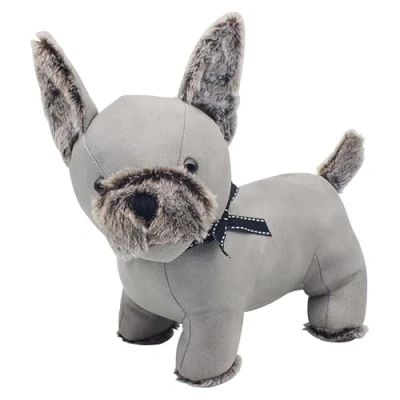 Image of lesser and pavey LP48860 Faux Leather Chihuahua Design Doorstop Grey Accessory