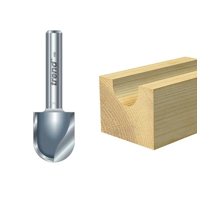 Image of Trend Professional Radius Router Cutter, 3mm Radius, 1/4 Inch Shank, 6mm Cut Diameter &amp; 15mm Length, Tungsten Carbide Tipped, Without Bearing, 12/3X1/4TC