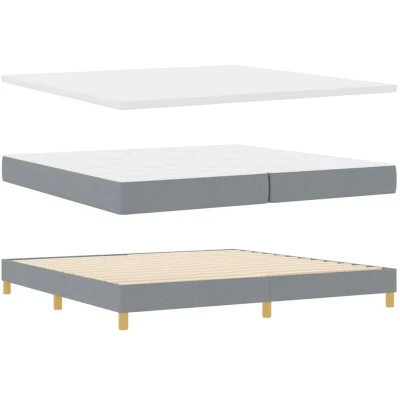 Image of Vidaxl Box Spring Bed with Mattress Light Grey, 200x200 cm, Fabric