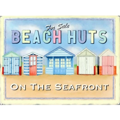 Image of Art Beach Huts For Sale On The Seafront Metal Sign 30x40cm