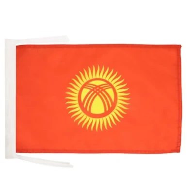 Image of AZ Flag Kyrgyzstan 18&#039;&#039; x 12&#039;&#039; 100% Polyester Kyrgystani Small Banner with Two Cords Fade Resistant Vivid Colors 18x12 in 45x30 Cm