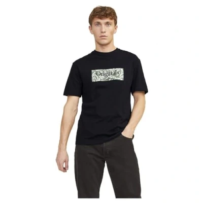 Image of JACK &amp; JONES Men&#039;s Jorlafayette Branding Tee SS Crew Neck T Shirt, Black, S