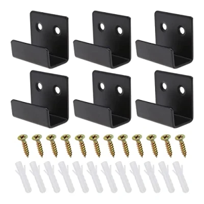 Image of eMagTech 20PCS Ceramic Tile Display Bracket Stainless Steel Wall Mount Heavy Duty Hook Board Holder for Hanging Picture Mirror 20mm Groove Inner Width Black