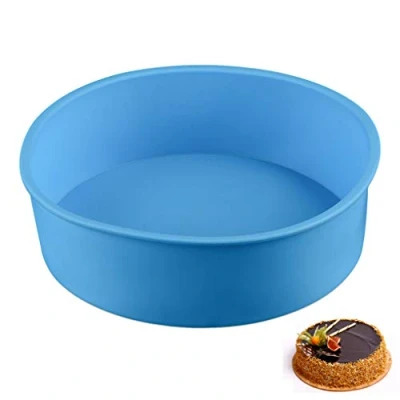 Image of MKNZOME Silicone Bread and Loaf Tins Round Non Stick Baking Tray Cake Bakeware Moulds Pan for Cakes,Loaves, Breads, Pie, Pancakes, Pizza Lasagna (Round #2)