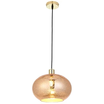 Image of National Lighting Industrial Pendant Light Hanging Ceiling Lamp with Glass Lampshade LED Fitting Dimmable Kitchen Island Lights Dome Rose 10W E27 Gold