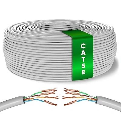 Image of Mr. Tronic Bulk Cat 5E Ethernet Cable 100m, High Speed LAN Network Cable, 100m Cat5E Internet 1 Gbps, 100 MHz, ADSL AWG24 UTP CCA (100 Meter, Grey)
