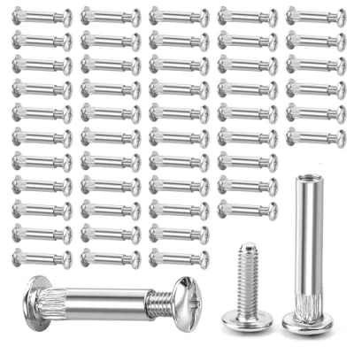 Image of M4 Cupboard Joining Bolts, 50 Pcs Furniture Cabinet Connecting Screws Bolt Metal Kitchen Connectors for Cabinets