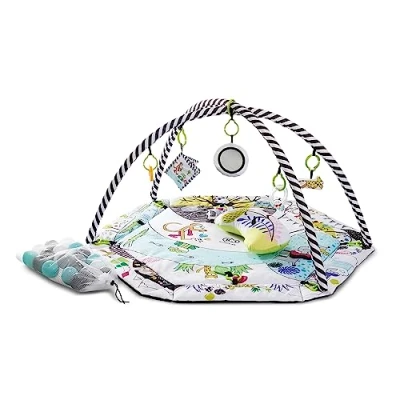 Image of Kinderkraft Baby Playmat SMARTPLAY, Educational Mat, Activity Play Gym, with Ajustable Fitness Frame, Playpen Function, Accessories, Hanging Rattle, 5 Toys, 30 Balls, for Newborn, Suitable from Birth