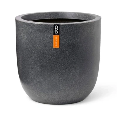 Image of CAPI EUROPE Planter ball Waste Smooth NL 43x41 Terrazzo grey Opening Ø35 Pot for indoor and outdoor use Shatterproof 100% recyclable KTG933