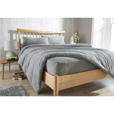 Image of LSU Teddy Fleece Duvet Cover Super Soft Warm Bedding Set Single Double King Quilt (grey, Single)