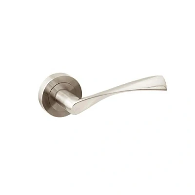 Image of Emuca Internal Door Handles, Set of Handles with D.50mm (1,9 inch) Rose, Aluminium, Satin Nickel.