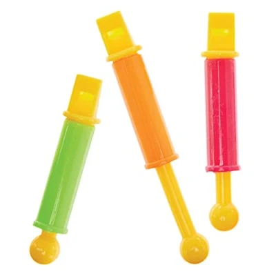Image of Baker Ross FX885 Musical Whistles Pack of 8, Small Toys for Kids Party Bags
