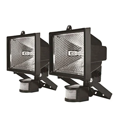 Image of Garden Mile® 2 x 400W Halogen Floodlight with PIR Motion Sensor Outdoor Weatherpoof Automatic Security Light Adjustable Swivel Head Detector 180 Degree Angle (2)